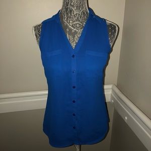 Express Blue Button Down Top